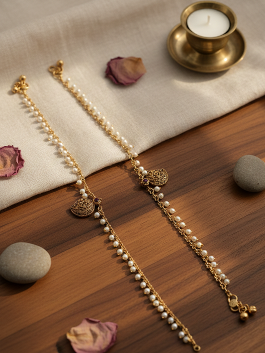 Rajasi Pearl Anklets | NE135