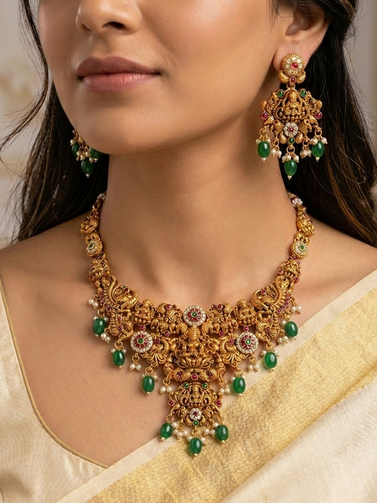 Lakshmi Temple Necklace Set | NE208