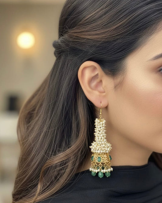Devyani Long Pearl Jhumkas | NE1121