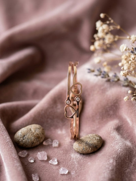 Rose Gold Heart Bangle | NE216