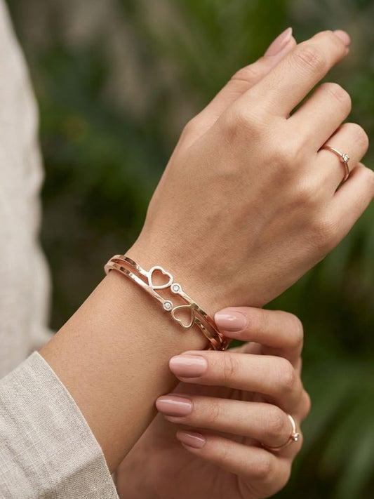 Rose Gold Heart Bangle | NE216