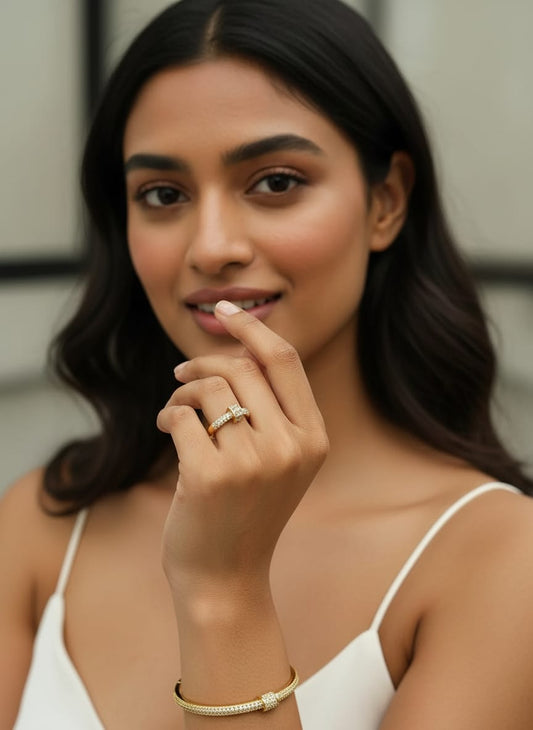 Velvet Wave Bangle-Ring Combo | C113