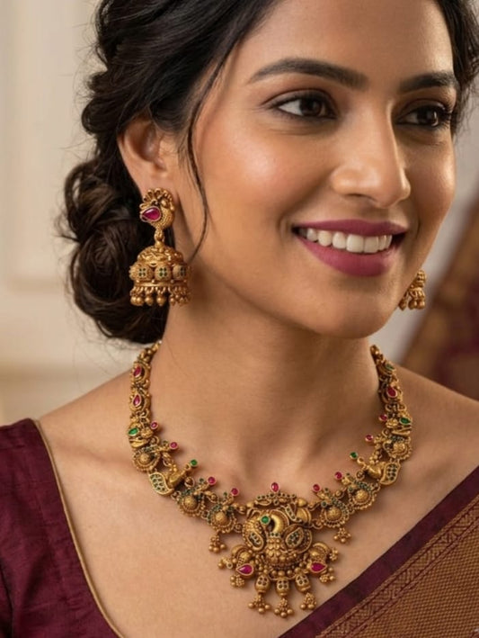 Mayura Devi Temple Necklace Set | NT301