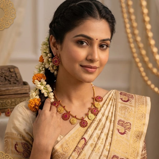 Lakshmi Kasu Ruby Necklace Set | NT596
