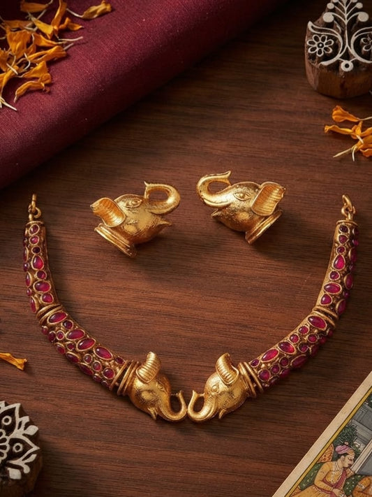 Gajra Ruby Necklace Set | MT213