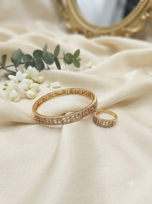 Celestia Crystal Bangle & Ring Set | AT03