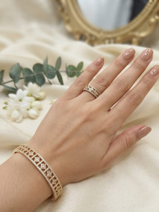 Celestia Crystal Bangle & Ring Set | AT03