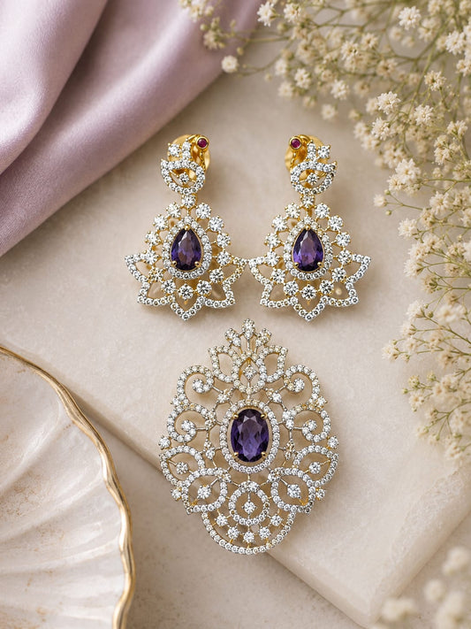 Diamond Pendant Earrings Combo | ESH91