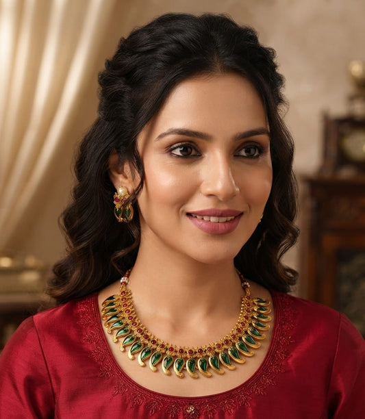 Green Palakka Necklace Set | ESH25