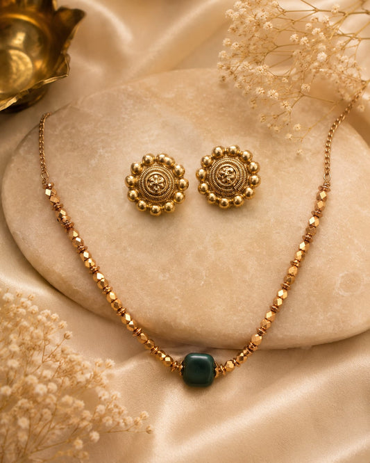 Maragatha Malika Necklace Set | ESH124