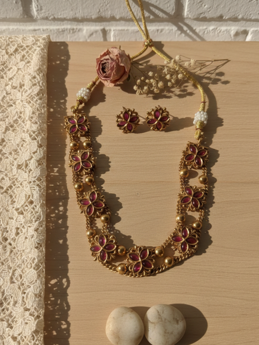 Navarasa Pushpa Necklace Set | NE133