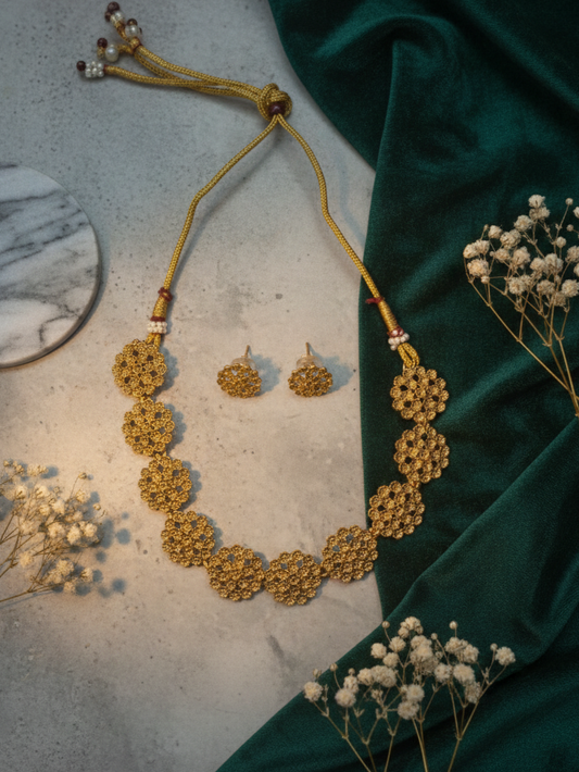 Mallika Gold Floral Necklace | NE134