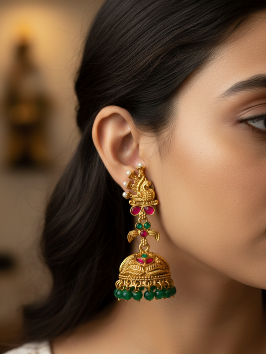Navaratna Peacock Jhumka | NE188