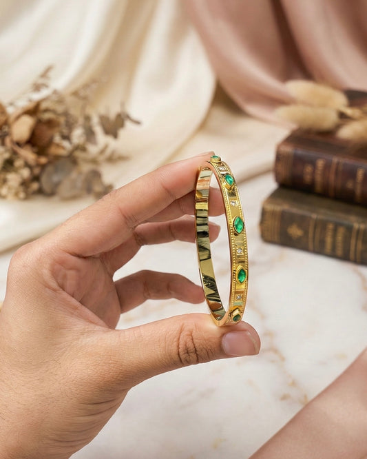 Green Stone Bangle Bracelet | NE1210