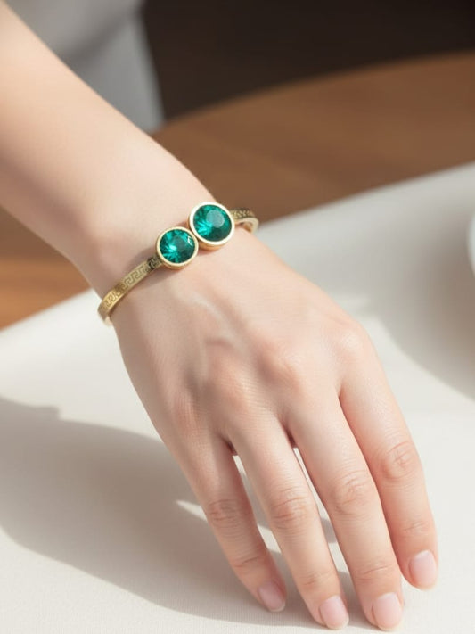 Green Aura Gold Bangle | NE146