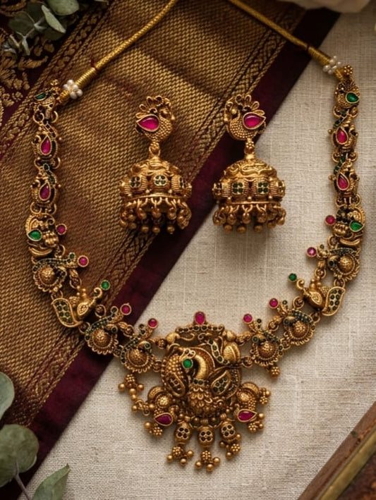 Mayura Devi Temple Necklace Set | NT301