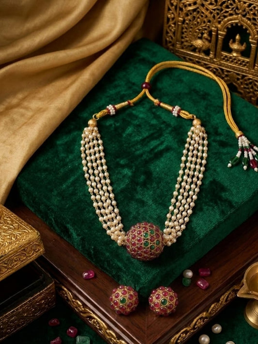 Chandrika Pearl Necklace Set | NT304