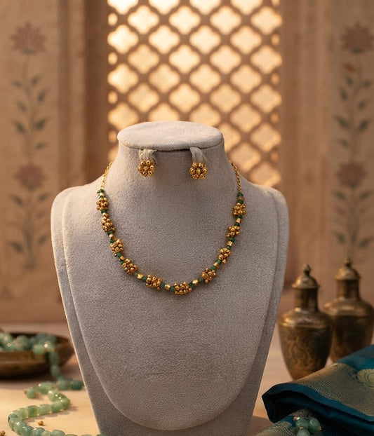 Varnika Green Bead Necklace Set | MT222