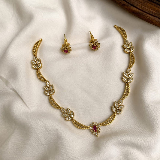 Ruby Pendant Necklace Set | ESH20