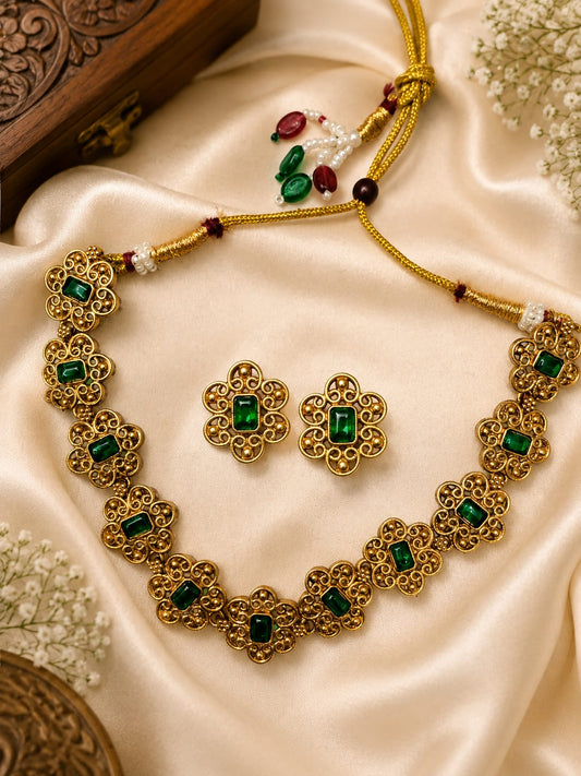 Haritha Ruby Necklace Set | ESH100