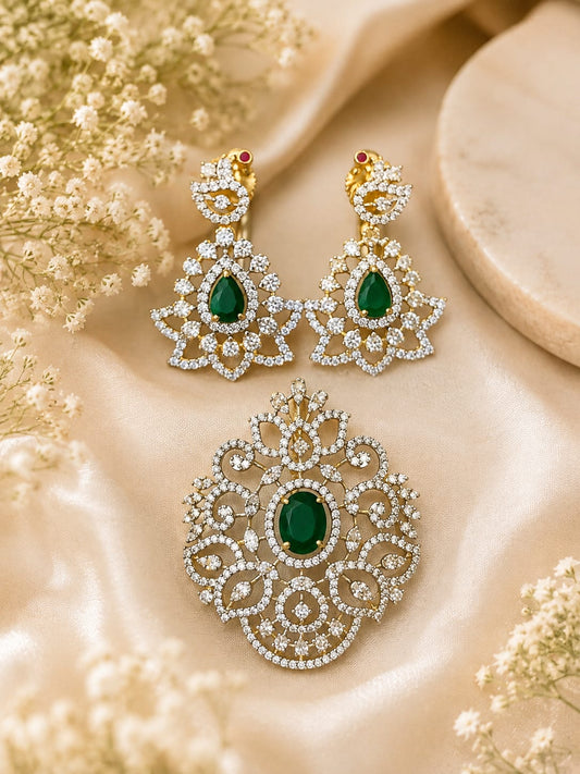 Diamond Pendant Earrings Combo | ESH91
