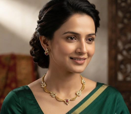 Ruby Pendant Necklace Set | ESH20