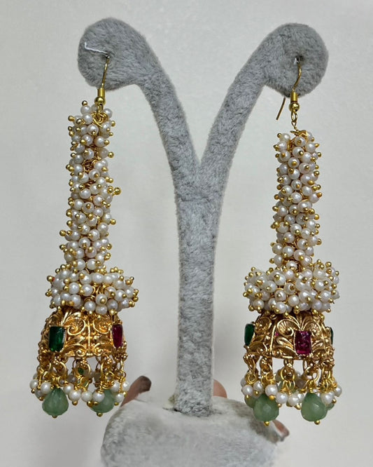 Devyani Long Pearl Jhumkas | NE1121